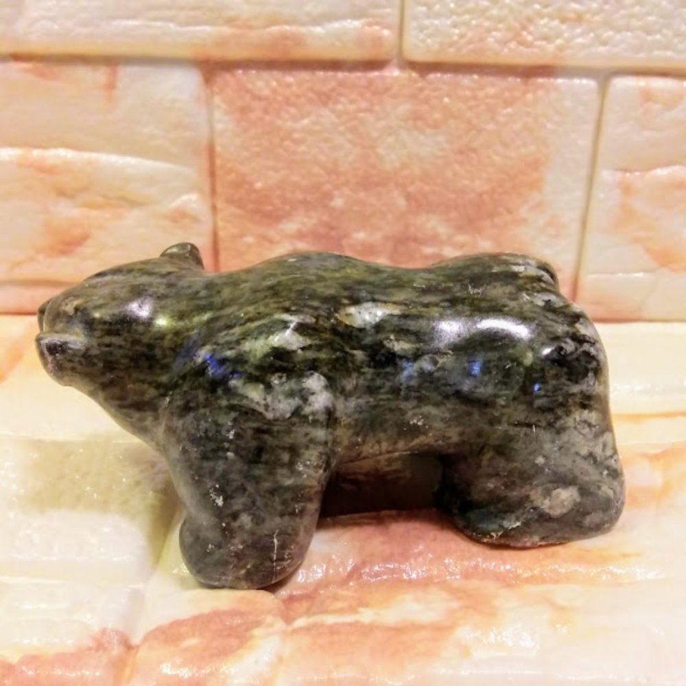 ERIC TETPON ALASKAN BEAR SOAPSTONE*HAND CARVED *NATIVE INUPIAQ ARTIST*RARE*VTG* - Picture 3 of 9